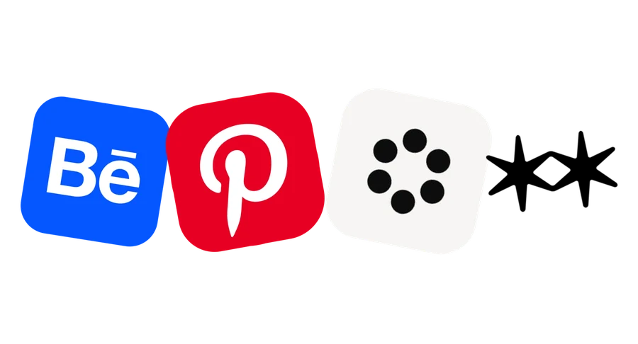 Логотипы Behance, Pinterest, Cosmos и Are.na